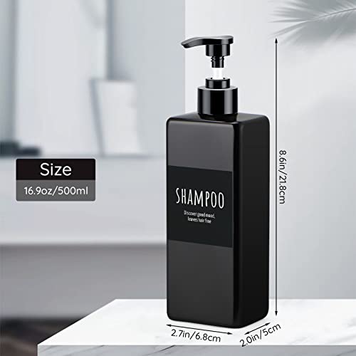 Image of Segbeauty Black Soap Dispenser, 2pcs 16.9oz Square Plastic Pump Press Shower Bottles, 500ml Empty Refillable Bathroom Shower Dispenser Containers for Shampoo Conditioner Lotion Gel Liquid Soap