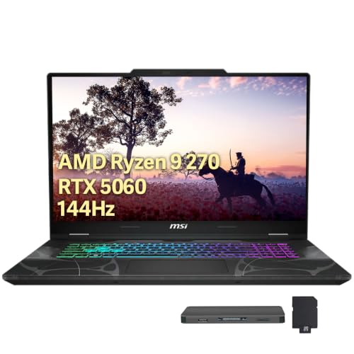 Image of msi Cyborg A15 AI 15.6 inch FHD 144Hz Gaming Laptop, AMD Ryzen 9 270, NVIDIA GeForce RTX 5060, 16GB DDR5, 2TB Storage(1TB SSD+1TB Docking Station Set), 4-Zone RGB Keyboard, Wi-Fi 6E, Win 11 Pro, Black
