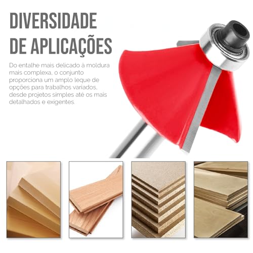 HOLTTER, Jogo de Fresas para Tupia Haste 6mm 15 Peças Fresa para Madeira Fresas para Acabamento Kit