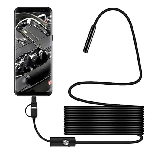 Image of SECURINNOV 2MP HD 5M Endoscope Camera Waterproof IP67 Inspection Snake Camera with 6 Adjustable LEDs | 3-in-1 USB | Type-C | Micro-USB Borescope for Android Smartphones | Laptop & PC (5M Endoscop)