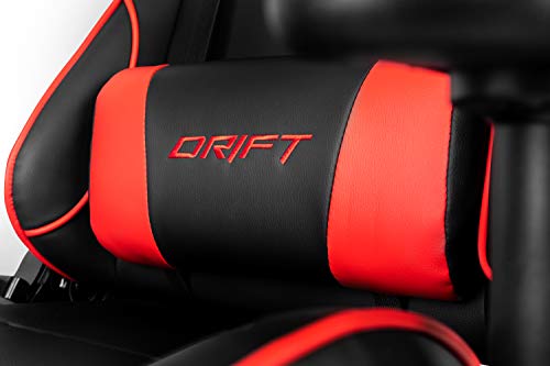 Drift DR125BR - Silla Gaming Profesional, (Poilipiel Alta Calidad, Ergonómica, Respaldo Reclinable, Altura regulable, Reposabrazos Ajustables), Color Negro/ Rojo