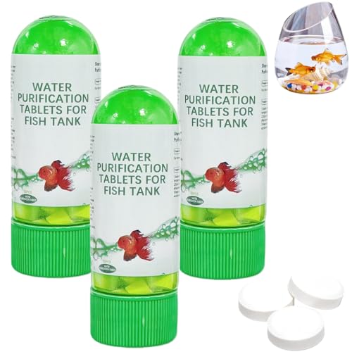 3PCS Powerful Aquarium Water Purification T/ablet,Water Purification T/ablets,Quick Clear Fish Tank Treatment,F-ish-Friendly Water Purifying T/ablets for Clean Aquariums, Improves W-ater Quality