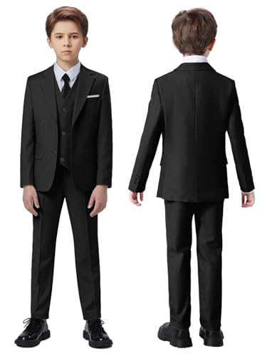 Boys Suits 5 Piece Slim Fit Suit for Kids Formal Ring Bearer Suits - Image 3