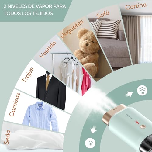 Miniatura 7 de Newbealer Plancha Vertical Vapor, Plancha De Vapor Portátil Plegable, Plancha De Ropa 1200w Con 2 Niveles De Vapor, Calentamiento Rápido 20s Y Tanque De Agua Extraíble De 180ml Para Viaje Hogar, Verde