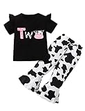 Detigee Baby Girl Two Year Old Birthday Outfit 2nd Birthday Outfit Girl Cow Birthday Shirt (Black,3T)