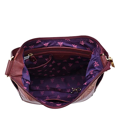 Image of Anuschka Women's Original Hand-Painted Genuine Vegetable Tanned Leather Classic Hobo With Side Pockets
