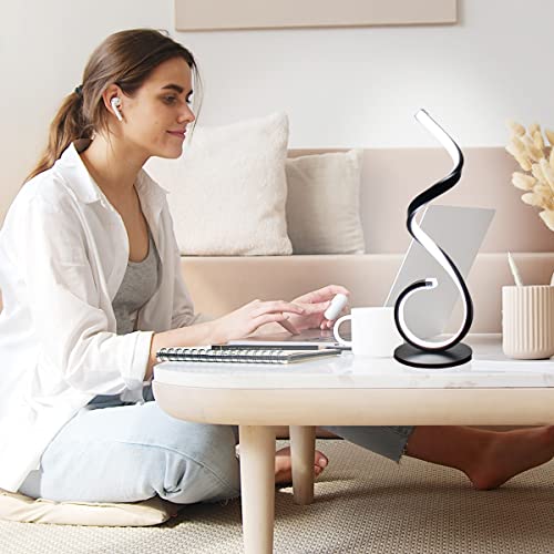 Besketie Spiral Led Table Lamps Set Of 2, 10W Modern Bedside Lamp, 3 Color Modes & Stepless Dimmable Desk Lamps Minimalist Desk Light Nightstand Lamp For Living Room, Bedroom, Office, Study - Black #TOP7