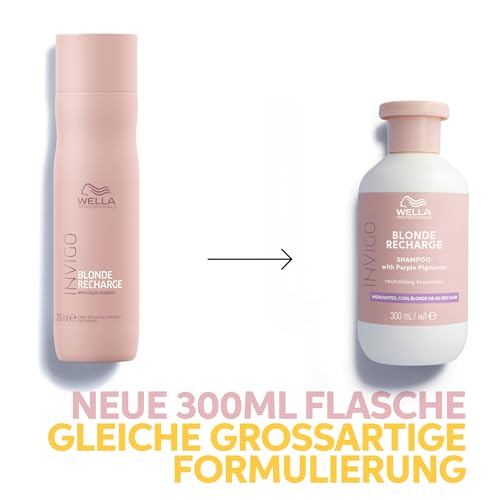 Wella Professionals Invigo Blonde Recharge Shampoo – Silbershampoo für blondiertes Haar – entfernt Gelbstich und belebt Blondtöne – mit Vitamin E – 500 ml