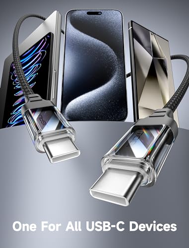 image for JSAUX 100W USB C to USB C Cable [2-Pack 6.6FT], USB C Charger Cord Fas