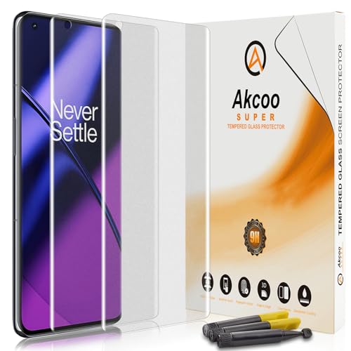 Akcoo Matte Screen Protector for OnePlus 11 2 Pack Tempered Glass UV Set Anti Glare Anti Fingerprint Sensitive and Soft Touch 9H Scratch Resistant