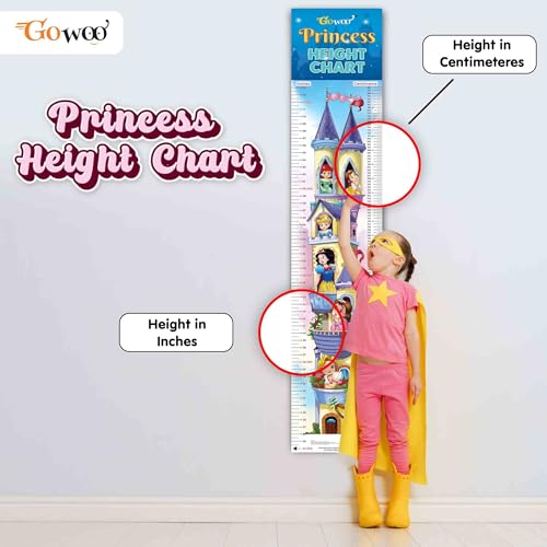 Image of GO WOO Life Cycle Chart and PRINCESS HEIGHT CHART | Set of 2 charts 1 Educational + 1 Height Chart | Dive into the combo Life Cycle Chart and Princess Height Chart