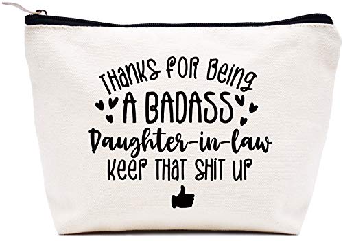 LIBIHUA Thanks for Being Daughter in Law-Birthday Graduation Thanksgiving Christmas Gift for Bonus Thank You Gift for Daughter in Law-Makeup Bag Cosmetic Bag Travel Pouch