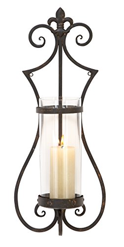 Deco 79 Traditional Metal Solid Wall Sconce, 10" X 6" X 25", Black #TOP26