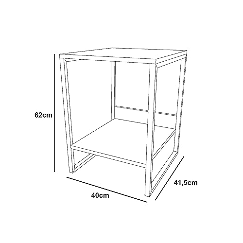 Mesa Cabeceira Industrial Tókio Base Ferro Preto Tampo Preto