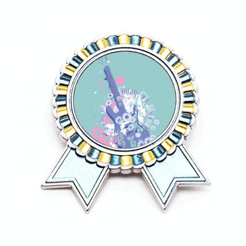 Broche guitare motif musique métal taille M insigne pour veste et sac
