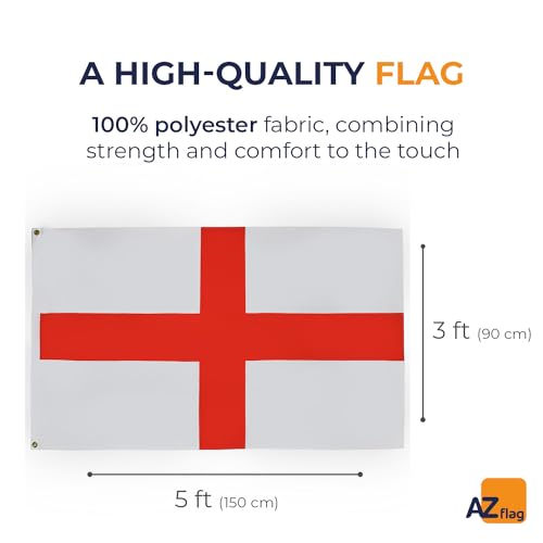 AZ FLAG, England Flag, 3x5 Ft, Light Polyester English Banner with Two Brass Eyelets, Fade Resistant, Vivid Colors - Image 2
