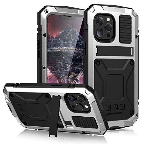 Coque en métal iPhone 13 mini Pro Max argentée de qualité militaire