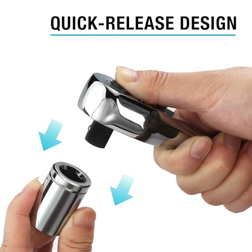 Image of DURATECH 3-Piece Drive Ratchet, 1 /4 inch, 3 /8 inch, 1 /2 inch 90-Tooth Quick-Release Ratchet Wrench, Reversible, Cr-V Made, Full Polished - with Plastic Insert Storage Box, Gifts for Men, Women, Dad
