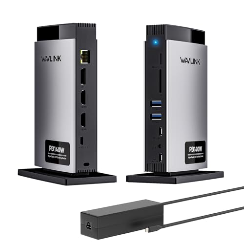 Laptop Docking Station Triplo display (Single 8K@30Hz/4K@144Hz), USB C Dock 125W PD3.1 Pass-Through, 2*HDMI, DP, Ethernet, SD/TF, per Windows, Macbook M1/M2/M3/M4