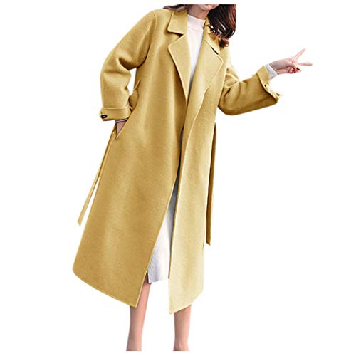 Parka femme jaune S col rond fausse fourrure veste hiver chaude