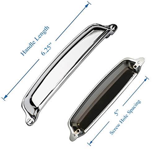 Southern Hills Polished Chrome Drawer Pulls - 5 Inch Screw Spacing - 6 1/4" Total Length - Chrome Cup Pulls, Bin Pulls, Bright Chrome Cabinet Hardware, Shkm004-Chr-5 #TOP3