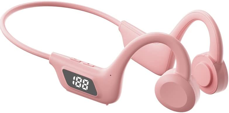 Pink Open Ear Headphones Wireless Bluetooth Air Conduction Earbuds for Running Workout Cycling Over The Ear Headphones Waterproof IPX5 Earphones for iPhone Android Gym Ear Phones Built-in Mic