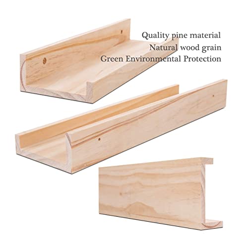 Azsky 16 In Floating Shelves Set 2, Natural Wood Ledge Shelf, Wall Shelf, Picture Ledge Shelf, Gallery Shelf, Nursery Hanging Bookshelf #TOP3