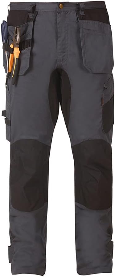 KEHAIOO Men's Black Workwear Pants, Multi Pockets Working Uniforms, Stretch Military Tactical Pants