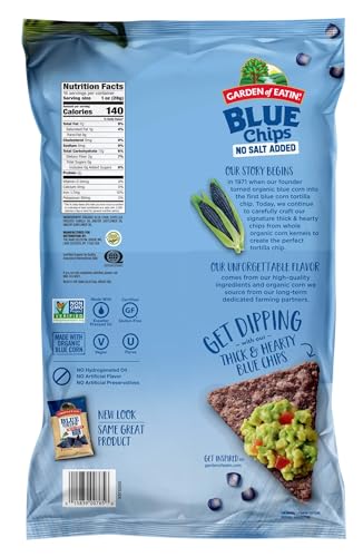 Garden of Eatin' Tortilla Chips, Blue Corn, No Salt Added, 1 lb bag (Pack of 12) - Thumbnail 2