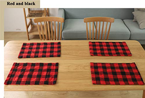 Palmhill 6Pcs Buffalo Plaid Placemats Red And Black Buffalo Check Placemats, Reversible Cotton Burlap Christmas Placemats For Holiday Christmas Table Decorations, 12 X 18 Inch (Red And Black) #TOP4