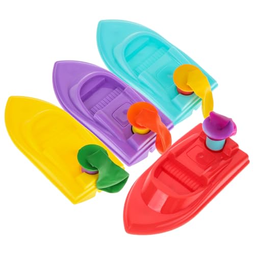 FOYTOKI Balloon Propeller Boats for Boys and Girls 4 Pieces Plastic DIY Educational Toys Boys and Experiment Boat Toy Balloon Powered Boats Random