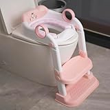 Potty Training Seat, Cute Tiger Design Elements, Foldable Toilet Seat with Soft Cushion, Suitable for Both Boys and Girls, with Splash Guard Anti-Slip Pad Step Stool(Pink)