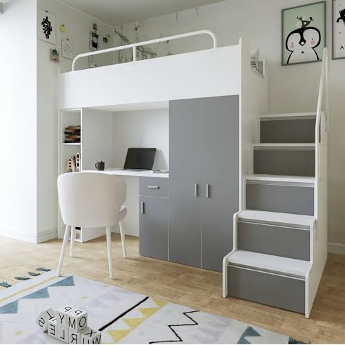 Marlux-Meble Hochbett Kinderbett JSM-4 80x190 mit Kleiderschrank...