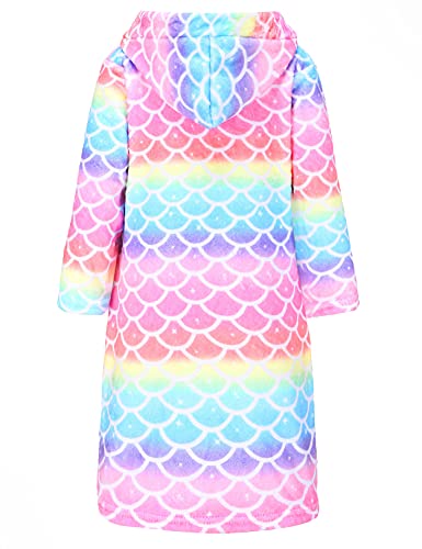 Childrenstar Rainbow Mermaid Bathrobes For Girls Kids Hoodie Robe Plush Soft Fleece Pajamas, Size 8 9 #TOP1