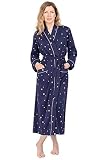 PajamaGram Women's Robe Soft Comfy - Women Bathrobes, Navy, Medium/Large / 10-16