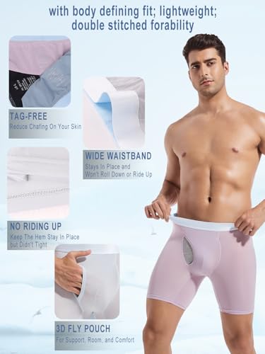 Men`s Boxer Briefs Ice Silk Underwear,4-Pack Big & Tall XL-5XL Sexy Trunk Multipack Comfortable Cool Underwear Pack2