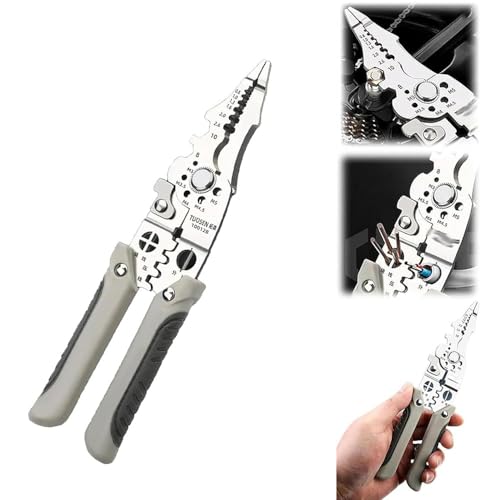 1 pcs Multifunctional Wire Stripper Crimper Cable Cutter Pliers,Wire Strippers Tool, Multifunctional Wire Cutter for Electric Cable Stripping Cutting and Crimping