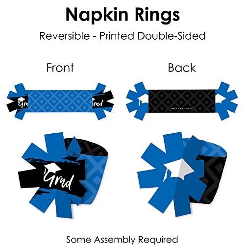 Big Dot Of Happiness Blue Grad - Best Is Yet To Come - Royal Blue Graduation Party Paper Napkin Holder - Napkin Rings - Set Of 24 #TOP5