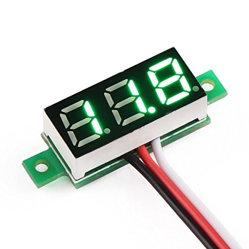 DROK 0.28 Inches LED Ultra-Small DC Digital 0-100V Voltmeter Battery Voltage Tester Green Display Car Motorcycle Panel Meter 3.0-30 Power Volt Detector Gauge