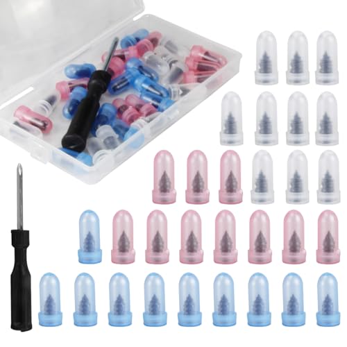 Image of Tire Plug Screws Kit Tire Repair Rubber Studs with Screwdriver 3 Size Mending Nail Plugs Tyre Repair 30 Count