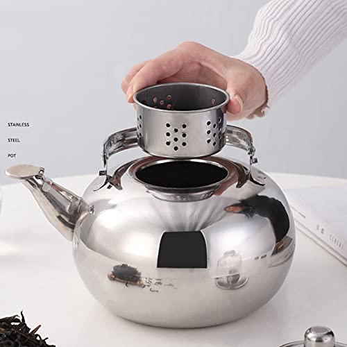 Tetera Classic de Tetera Hervidor de Té de Acero Inoxidable de 1 Litros con Colador y Asa Hervidor de Viaje al Aire… - Imagen 5
