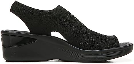 BZees Womens Star Bright Slingback Wedge Sandal, Black, 9 US | Image 1