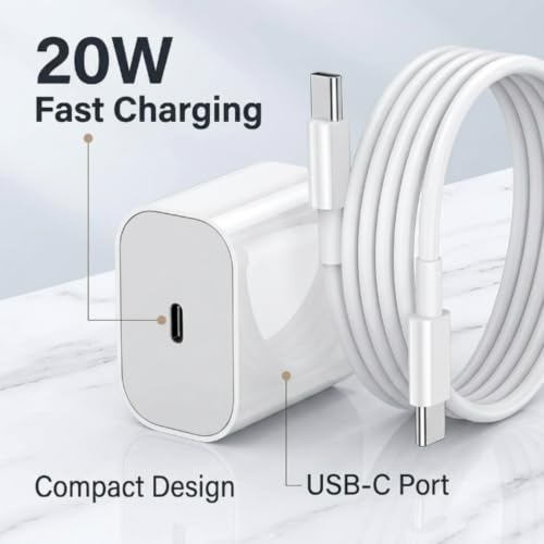 Image of Scalebee 20W Charger with Type C to C Cable | Compatible with iPhone 17 /16 /15 /Air Pro Max Plus, Compatible with iPad, Other Devices Supported