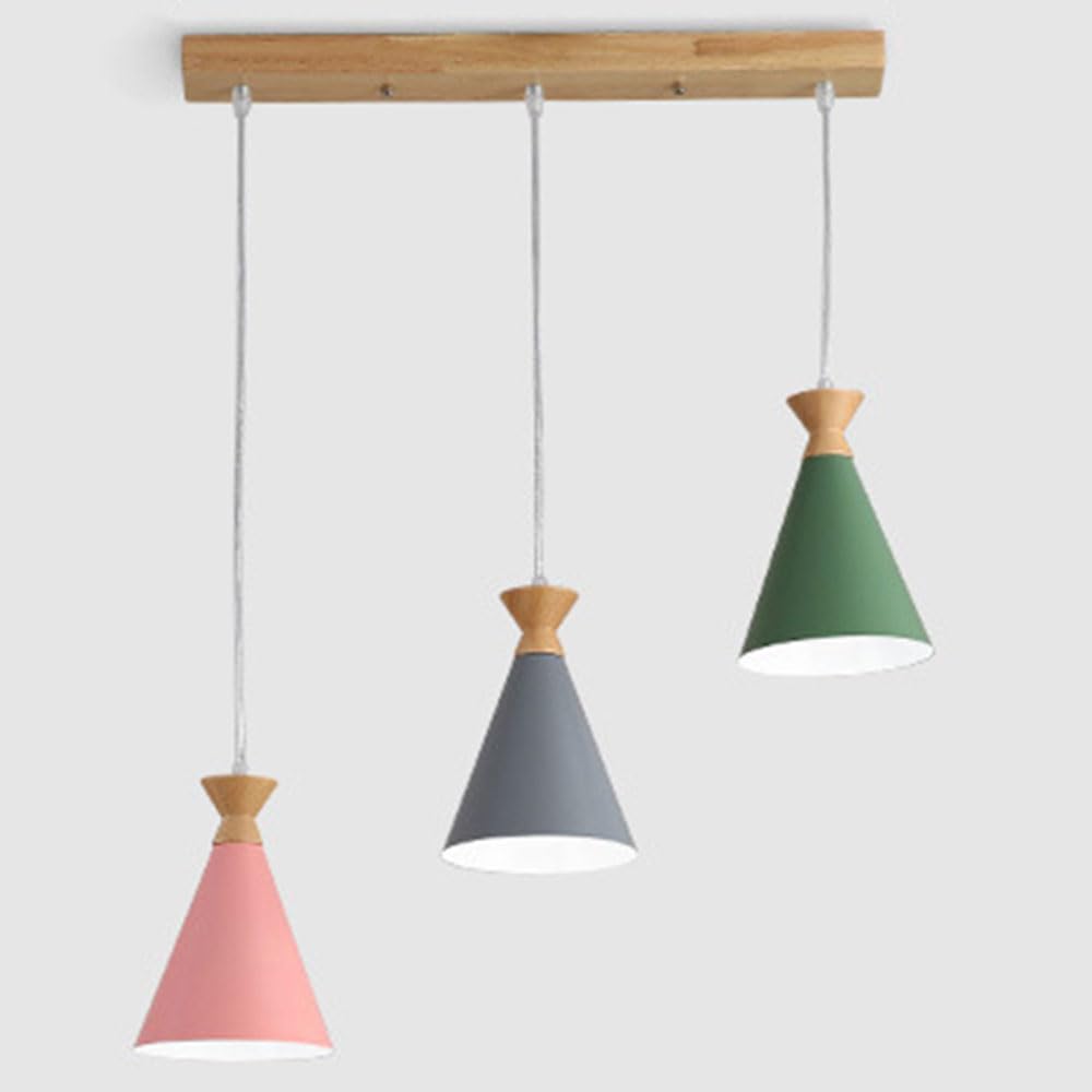 Lámpara triple nórdica industrial multicolor para mesa comedor y cocina 5