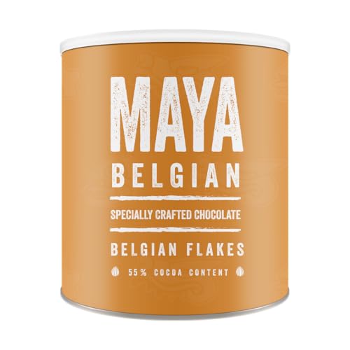 Maya Drinks Belgian Flakes Drinking Hot Chocolate Cocoa for Home, Cafe, Business Shop (Vegan, Gluten Free, No GMO's) (1KG Resealable Tub)