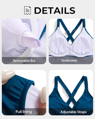 Image of Women Underwire Tankini Top Only - Twist Front V Neck Bathing Suit Swim Top Tummy Control Cross Swimsuit 2026