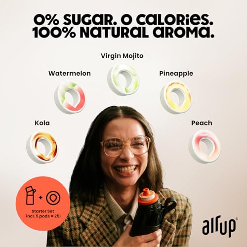 AIR UP® water bottle Gen2 original starter set with pods in 5 flavours I 600ml drinking bottle with sugar-free flavouring I dishwasher-safe, BPA-free I in Grey - Image 2