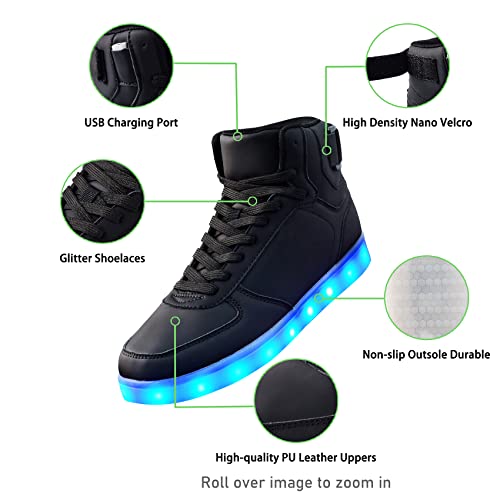 DIYJTS Unisex LED Light Up Shoes, Fashion High Top LED Sneakers USB Rechargeable Glowing Luminous Shoes for Men, Women, Teens4