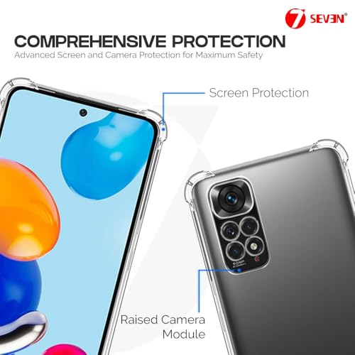 Image of 7SEVEN Back Cover for Mi Redmi Note 11 4G Transparent Mobile Back Case Shock Proof Design Camera Edges Protection Crystal Clear Phone Case Silicon Soft TPU and Flexible Bumper Phone Cover