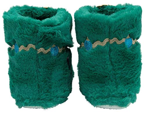 DUNLOP Ladies Christmas Bootie Slippers Xmas Tree Faux Fur Fun Festive Boot Green, 3/4 UK - Image 4
